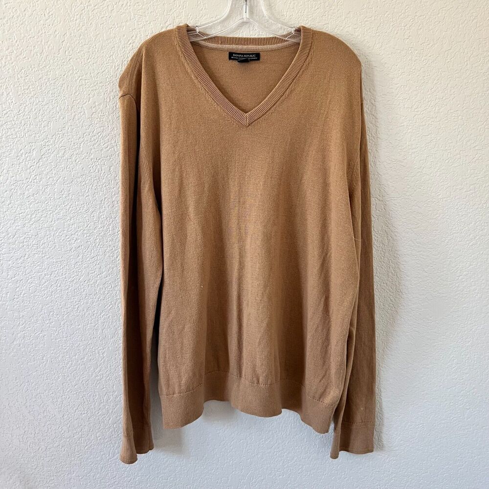 Banana Republic Mens Brown Cashmere Blend Long Sleeve Sweater XL